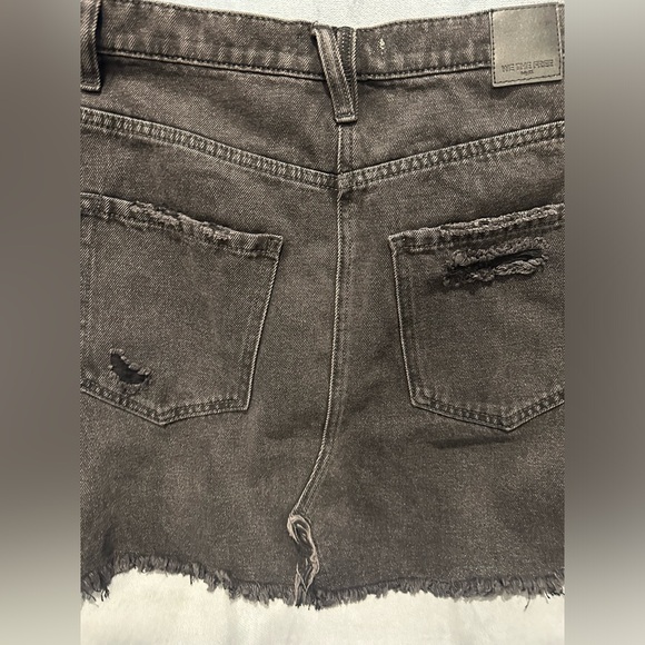 NEW Free People Distressed A-Line Denim Skirt size 31 NWT faded black jean - Picture 12 of 13